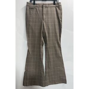 Banana Republic Sz 12P Brown Houndstooth Pants Women Trousers Flair Leg Vtg-Look